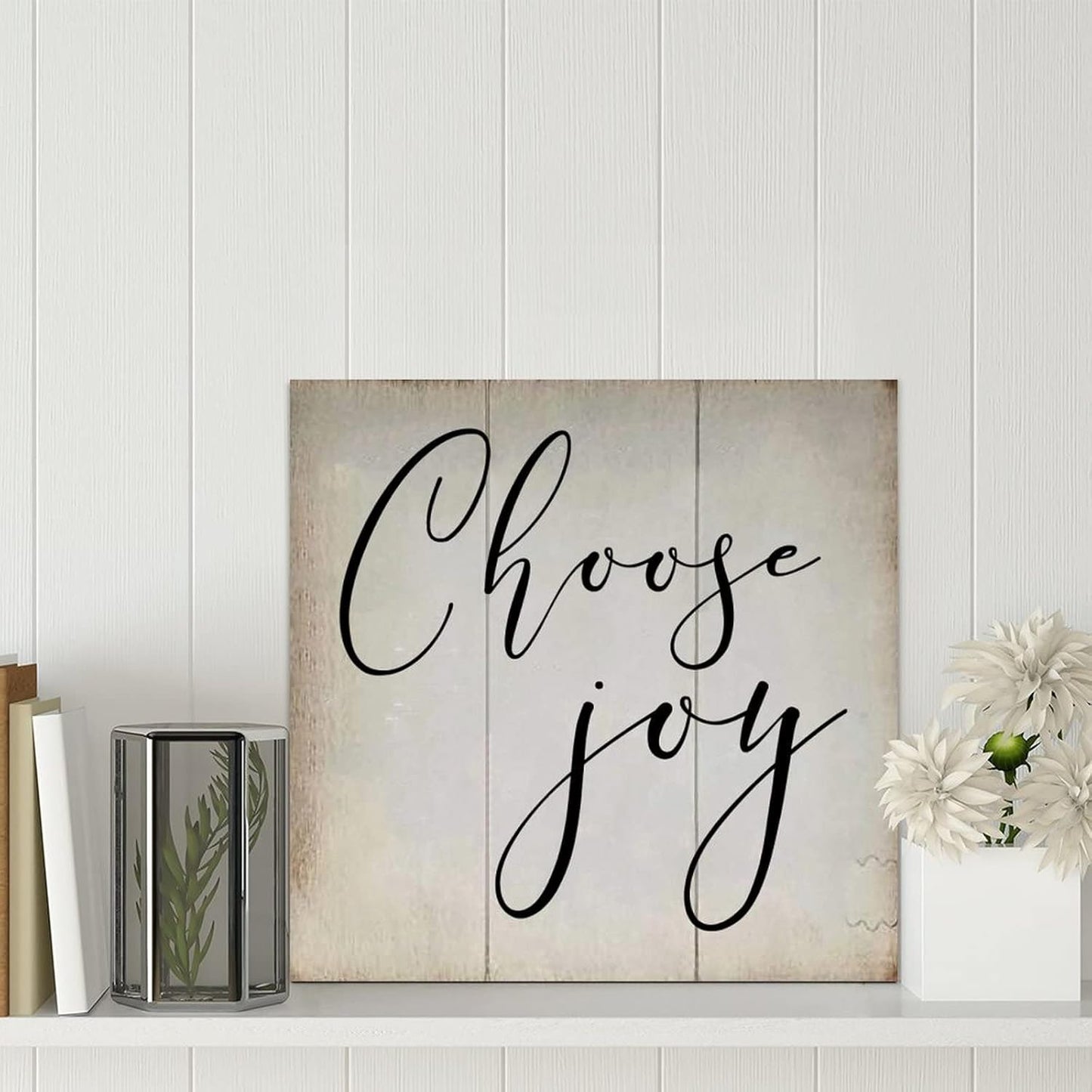 LITTLEGROVE SEEDS Rustic Scripture Wood Signs with Inspirational Quotes Choose Joy Sign Rustic Wall Hanger Farmhouse Wall Art for Home Man Cave Door Porch Garden Party 12x12in
