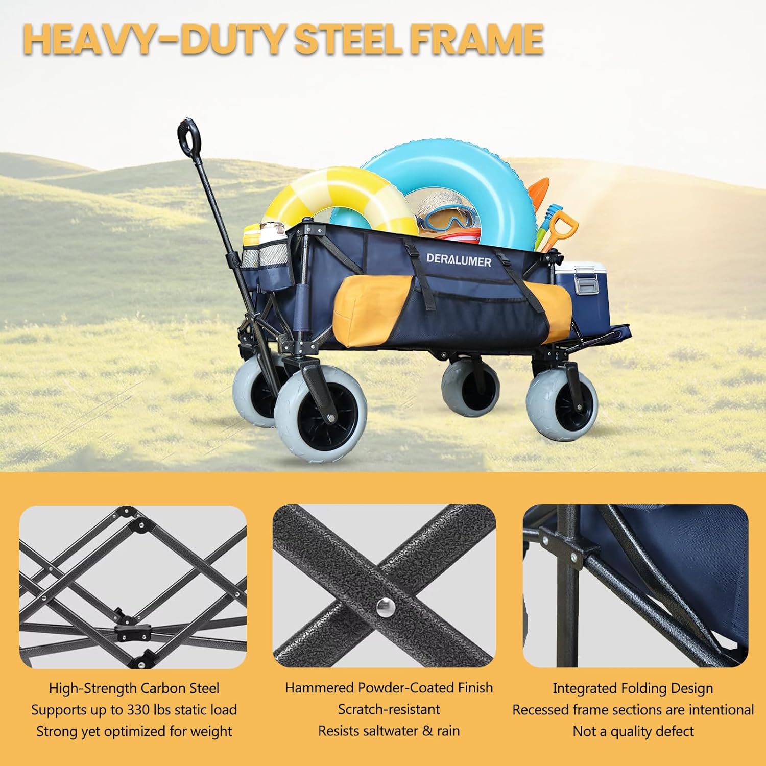 X900 Beach Wagon for Sand with 9"×4" Big Wheels, 48" Extra Large Heavy