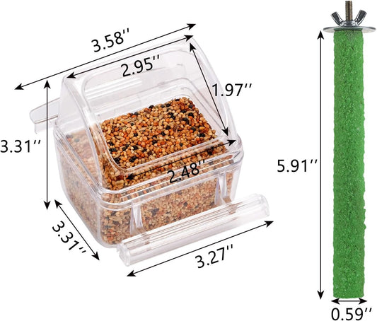 IBWell 2 Pack Clear Water Bowl and Food Container - Bird Cage Feeder W