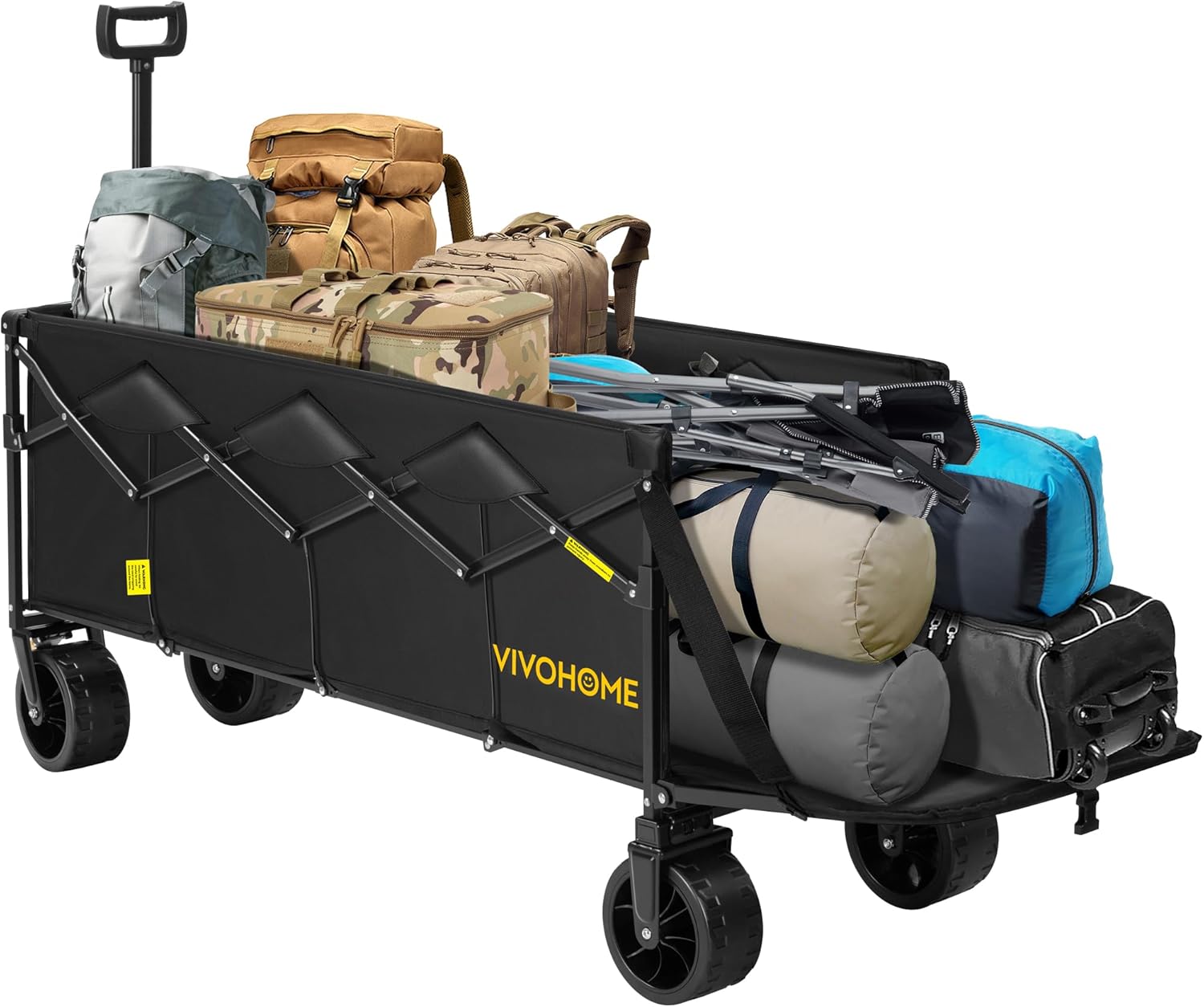 VIVOHOME 48''L Extended Collapsible Wagon Cart with 440lbs Weight Capa