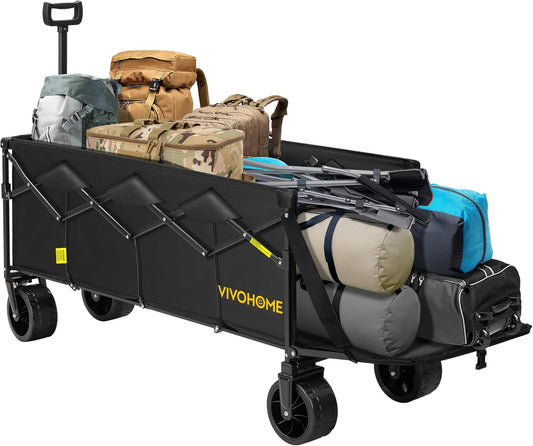 VIVOHOME 48''L Extended Collapsible Wagon Cart with 440lbs Weight Capa