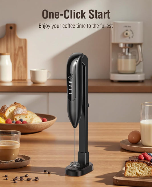 Electric Milk Frother Handheld: coffee frother rechargeable 3 in 1 - L
