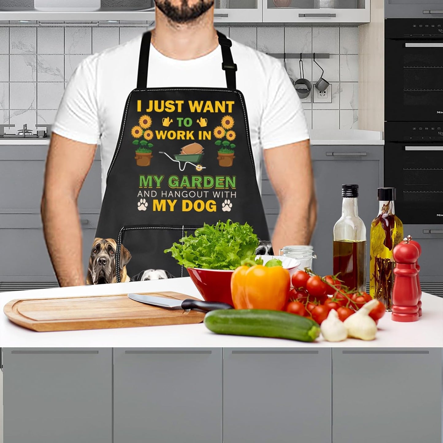 Gardening Funny Dog Mama Garden Aprom Garden Gardener Plant Lover Gift Mom Dad BFF Adjustable Apron
