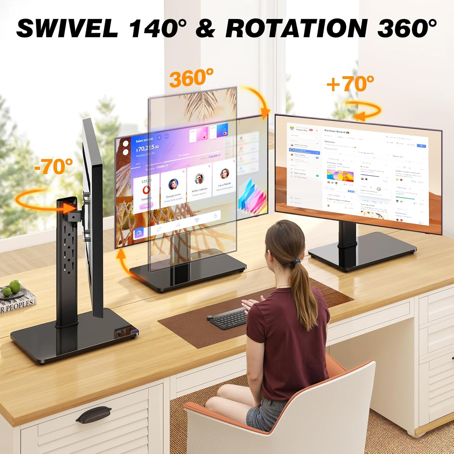 Single Monitor Stand VESA Mount for 13-32 Inch Screens, Free-Standing 