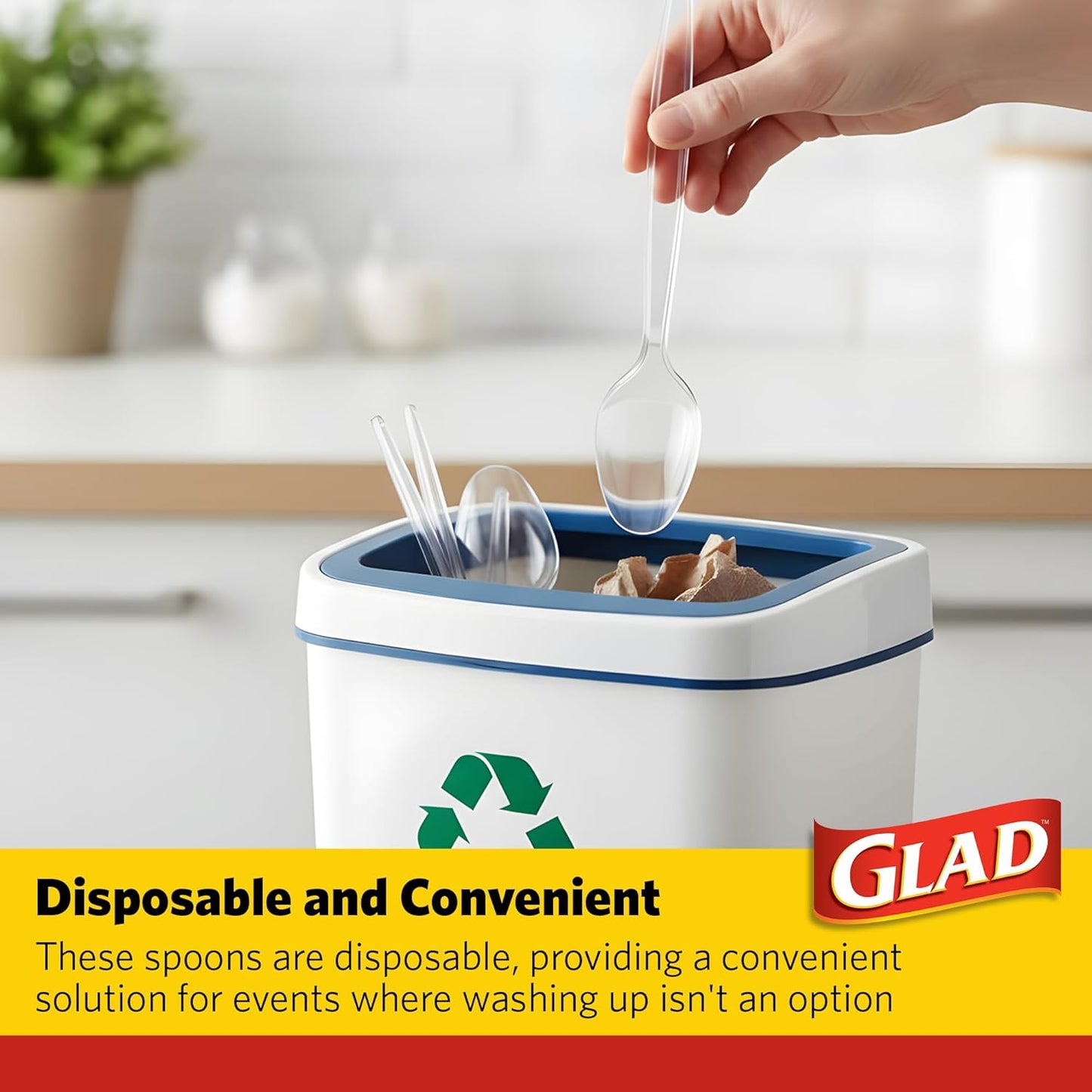 Glad Clear Plastic Spoons, Disposable Plastic Utensils for Parties Events and Everyday Meals, Sturdy Clear Plastic Cutlery for Easy Cleanup and Convenience, 24 Count