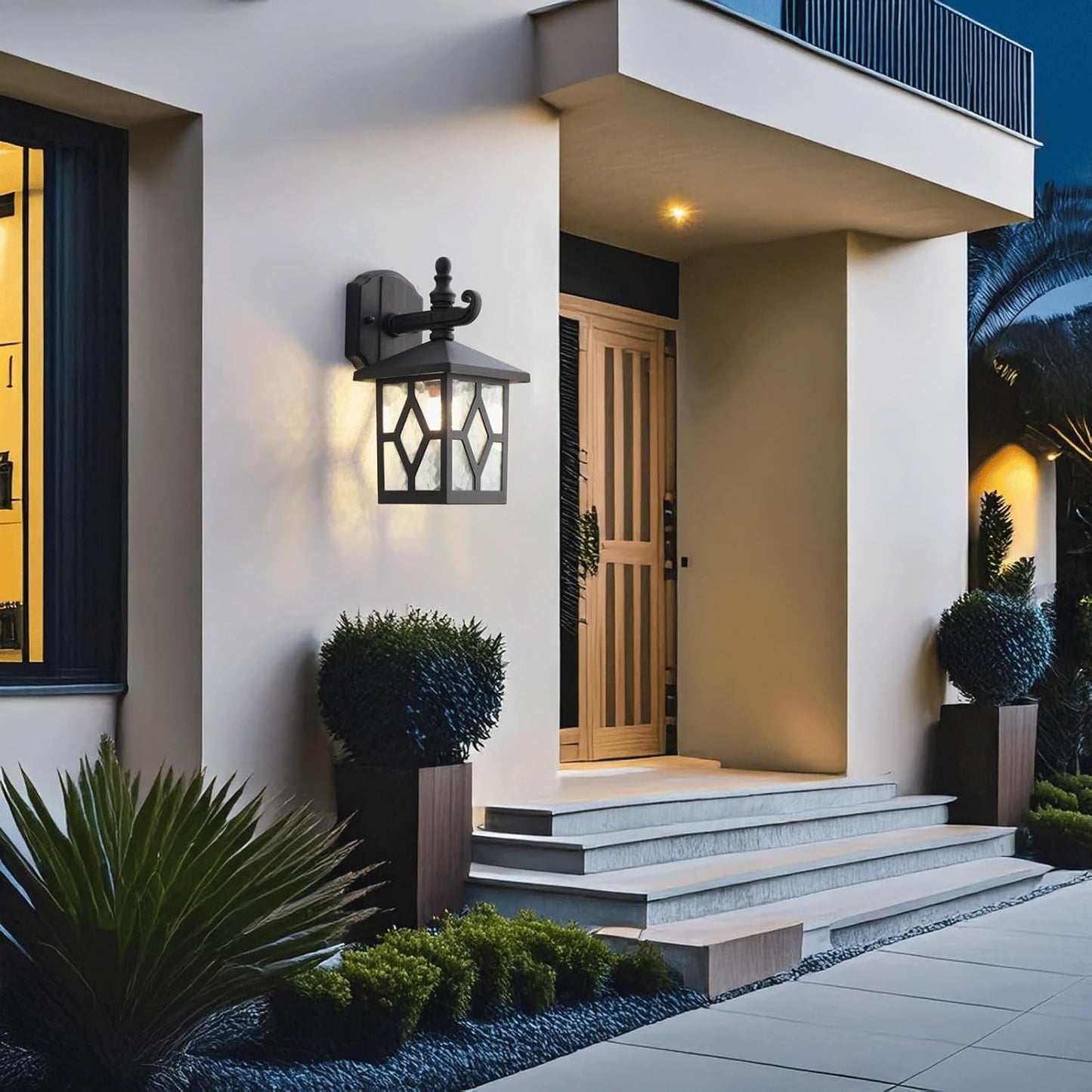 Solar Outdoor Wall Sconce LED Exterior Wall Lamp Aluminum Outdoor Wall Light Dusk to Dawn Solar Wall Lantern Waterproof Porch Lighting Fixture for Patio Garden Garage Deck Cottage
