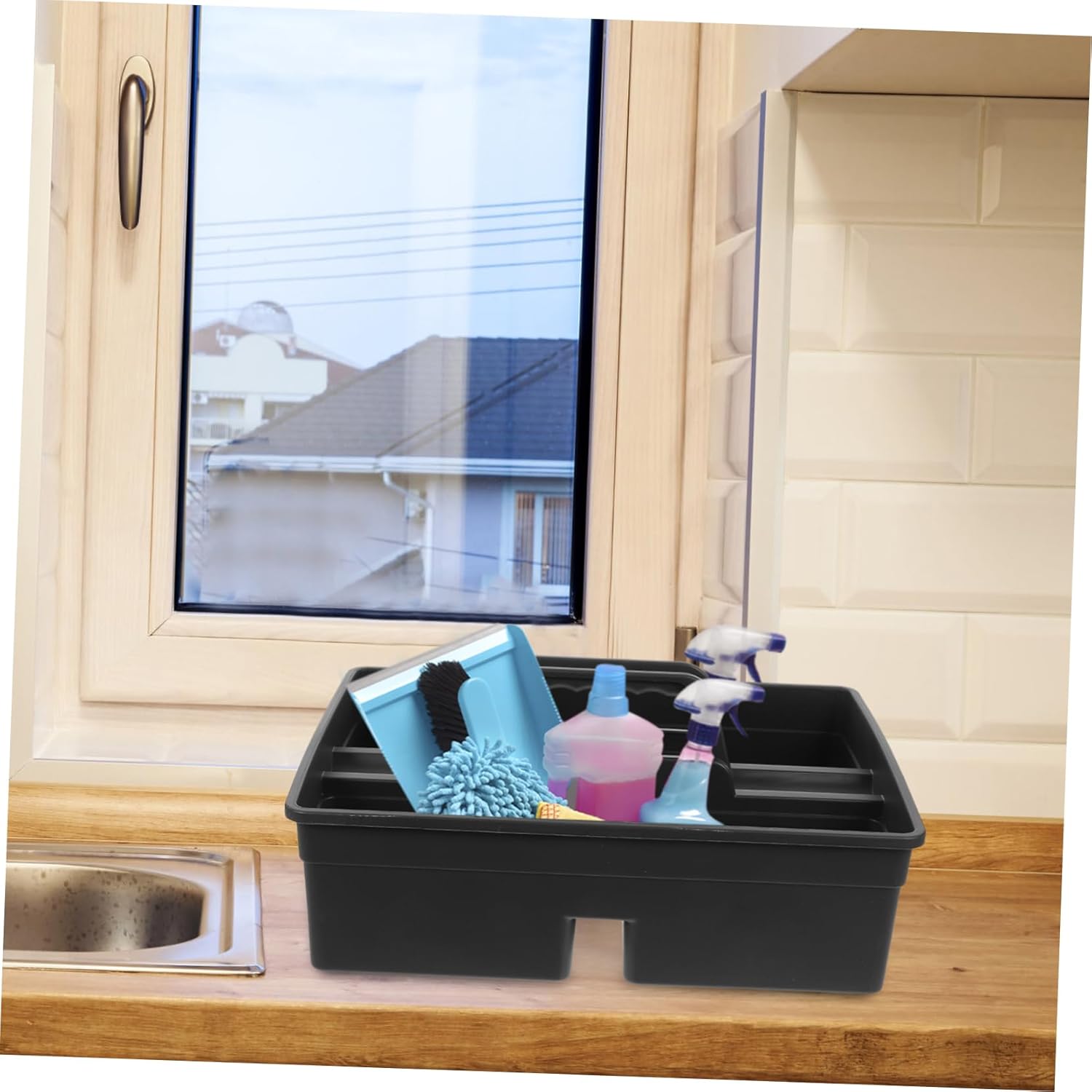 BESTOYARD Small Plastic Cleaning Tool Basket Handle Multi-Functional O