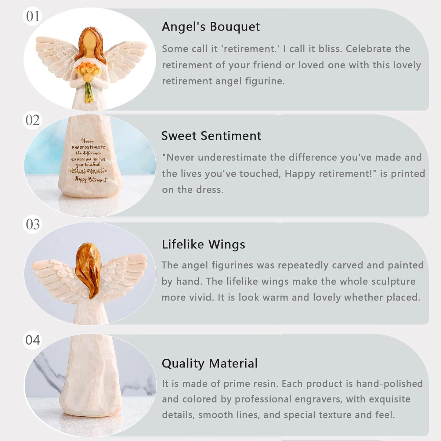 Retirement Gift for Woman, Happy Retirement Gift for Woman, 5.5” Angel Figurine for Retirement Party Decorations, Retired Gifts for Coworkers Friends