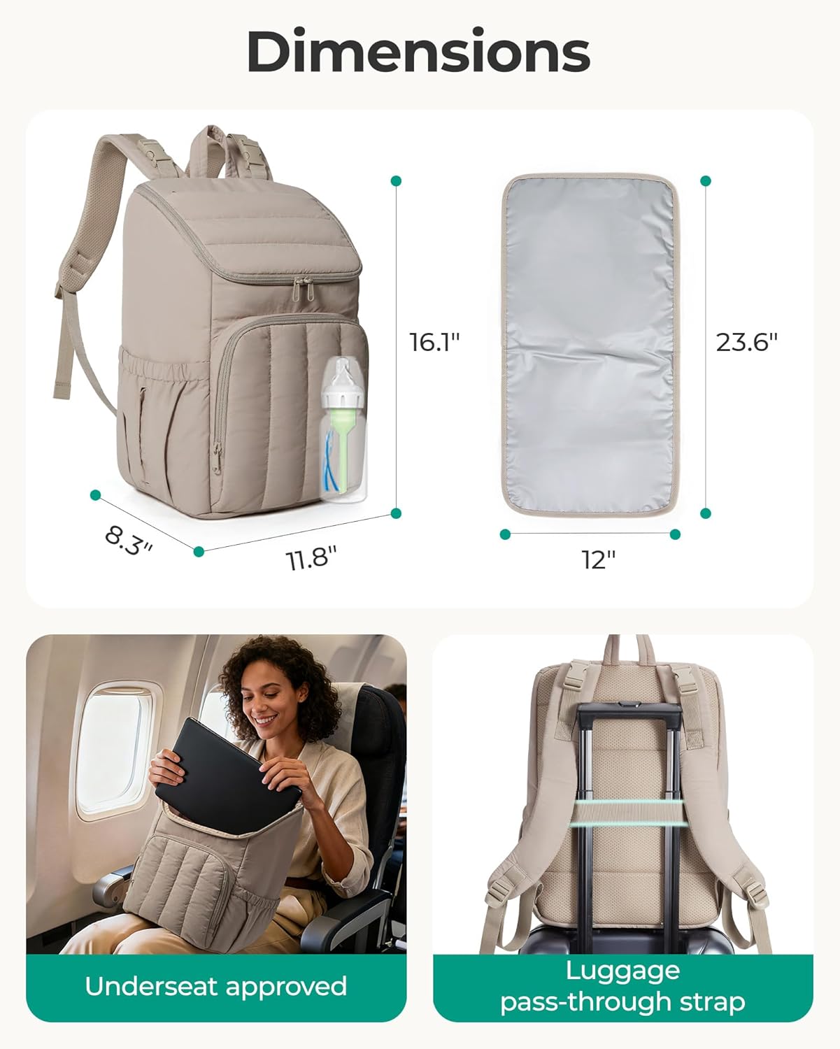 BAGSMART Diaper Bag Backpack, Large Baby Diaper Bag, Quilted Puffy Bab