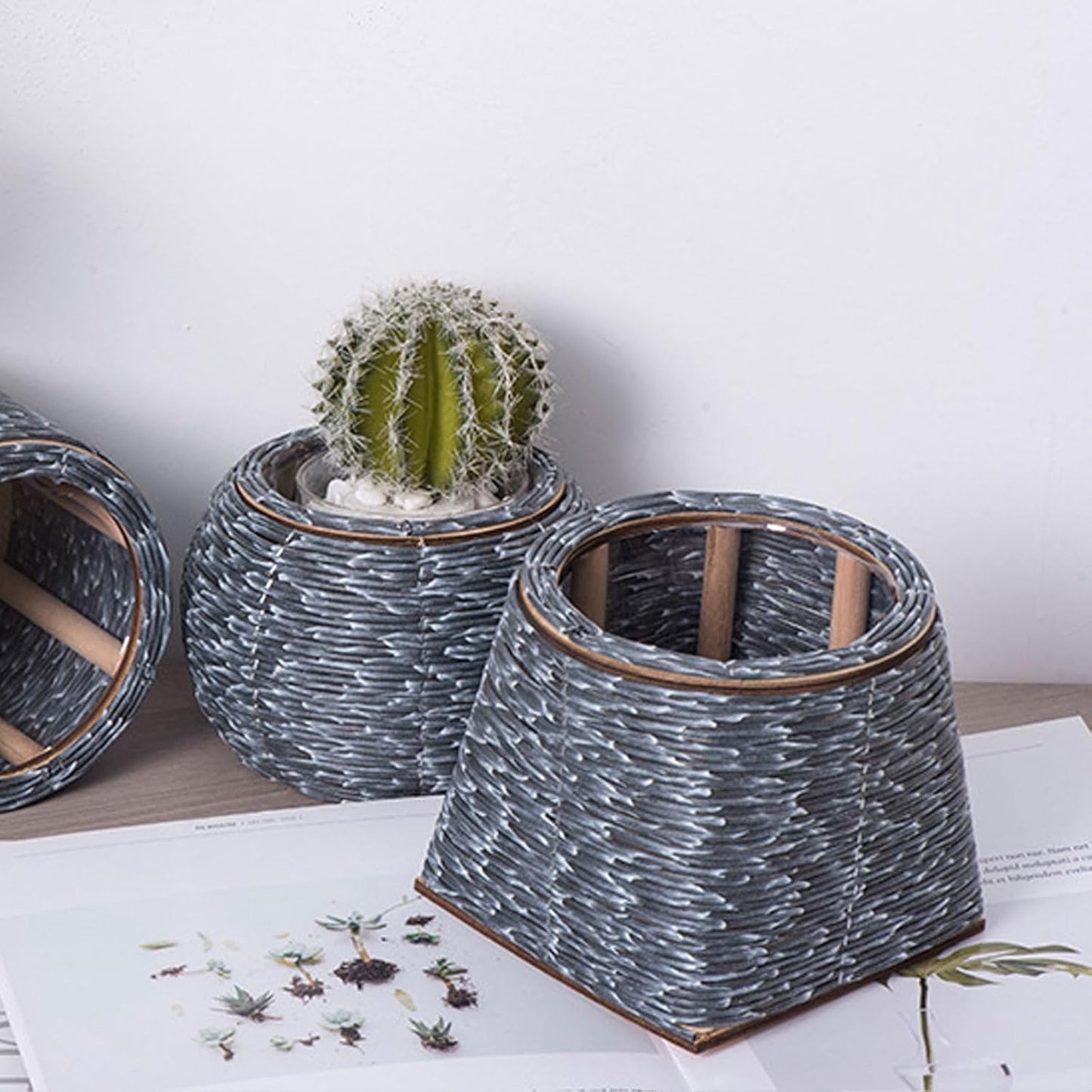 Rattan Plant Basket Indoor Handwoven Plant Pots for Planter Flowers Pots Plant Pots Decorations Laundry Basket Household(281)