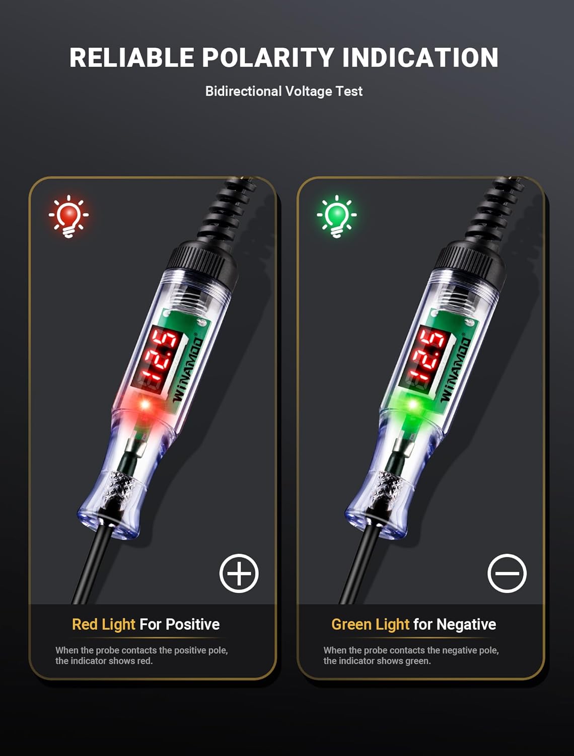Automotive Test Light with 3-48V LED Digital Voltage Display, Auto Cir