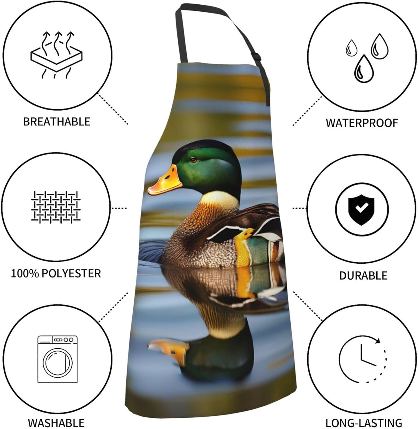 mallard duck print Waterproof apron with pocket adjustable cooking apron for adult kitchen bibs to bake