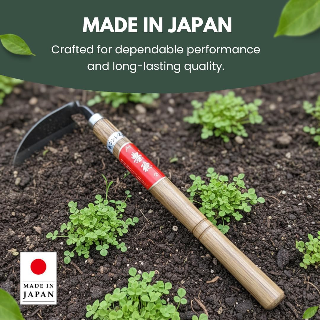 Hounen Miyawaki Japanese Weeding Sickle, Twisted Stainless Steel Kama 