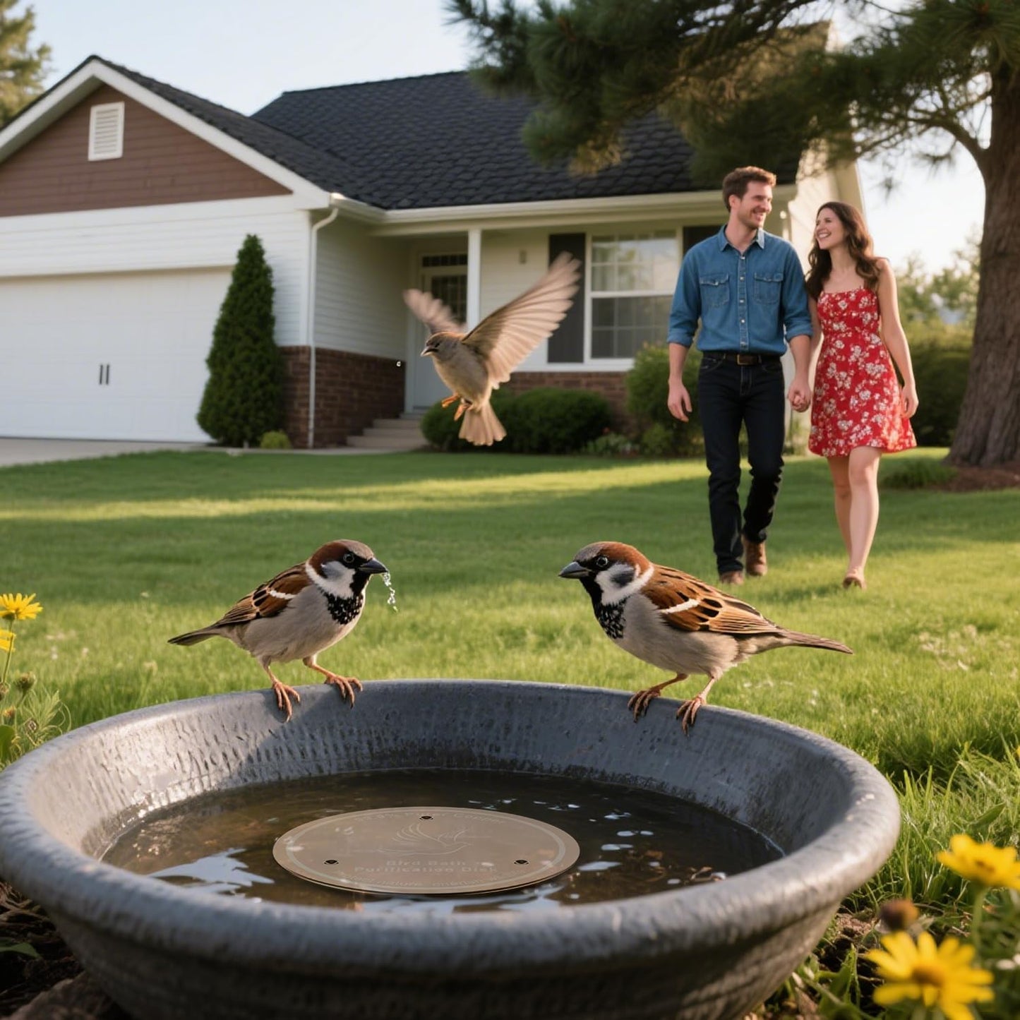 Birdbath Copper Plate Water Purifier,with Stable 3-Point Support,Stable and Safe,Natural Clean Water Purifier,Universal Outdoor Birdbaths(2 Pack)