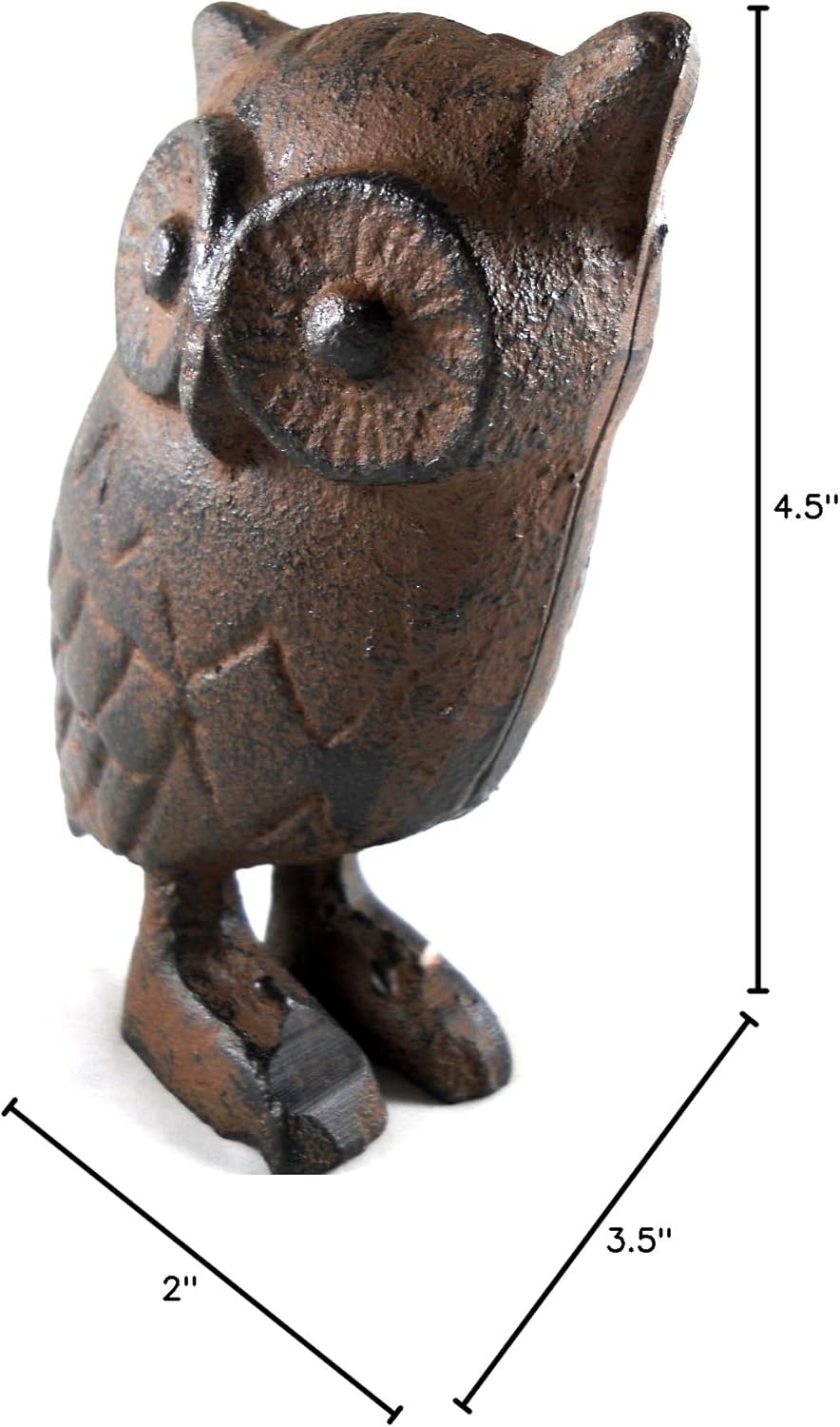 Cast Iron Owl Figurine Statue - Brown 4.5" Tall