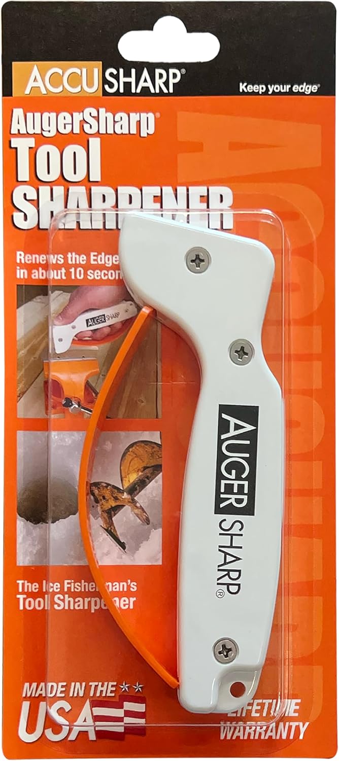 AccuSharp AugerSharp & Ice Auger Tool Sharpener, Diamond-Honed Tungsten Carbide Blade, Quickly Sharpens, Restores, Repairs & Hones Dull Ice Fishing Tool Blades