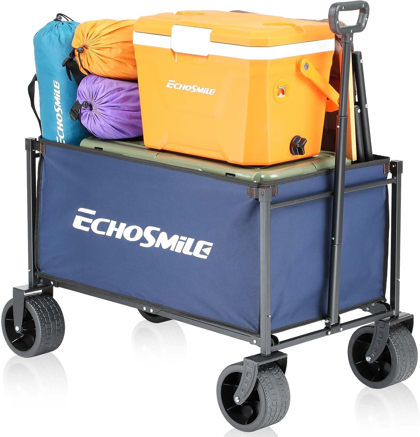 EchoSmile Collapsible Folding Wagon Cart with All-Terrain Wide Wheels,