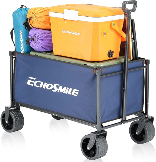 EchoSmile Collapsible Folding Wagon Cart with All-Terrain Wide Wheels,