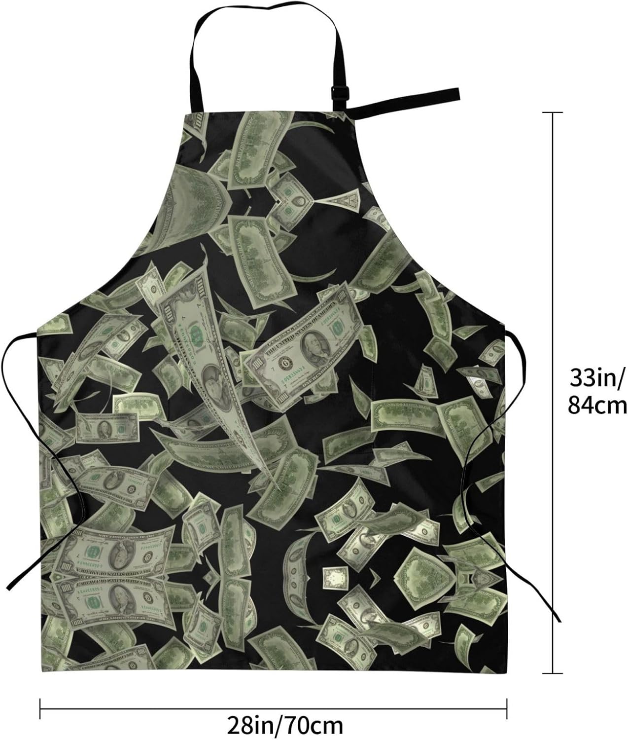 Dollar Sign Money print Waterproof apron with pocket adjustable cooking apron for adult kitchen bibs to bake