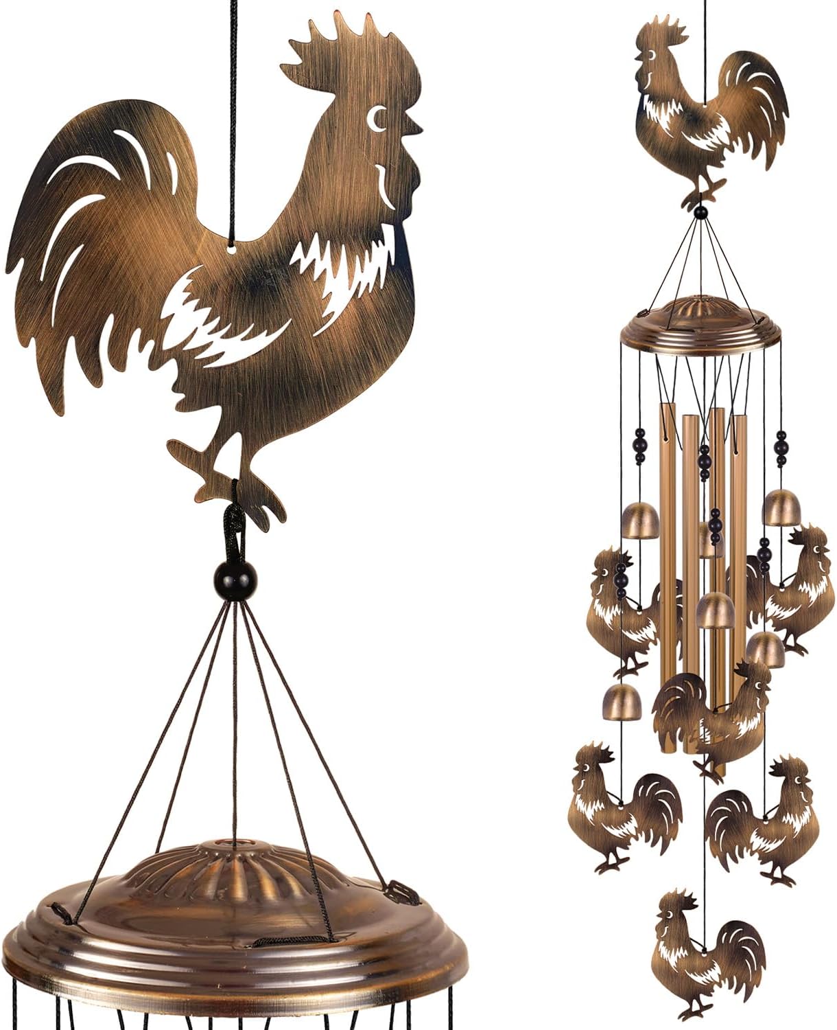 Bronze Chickens Wind Chimes for Home, Garden, Balconies, Rooms, Patio,
