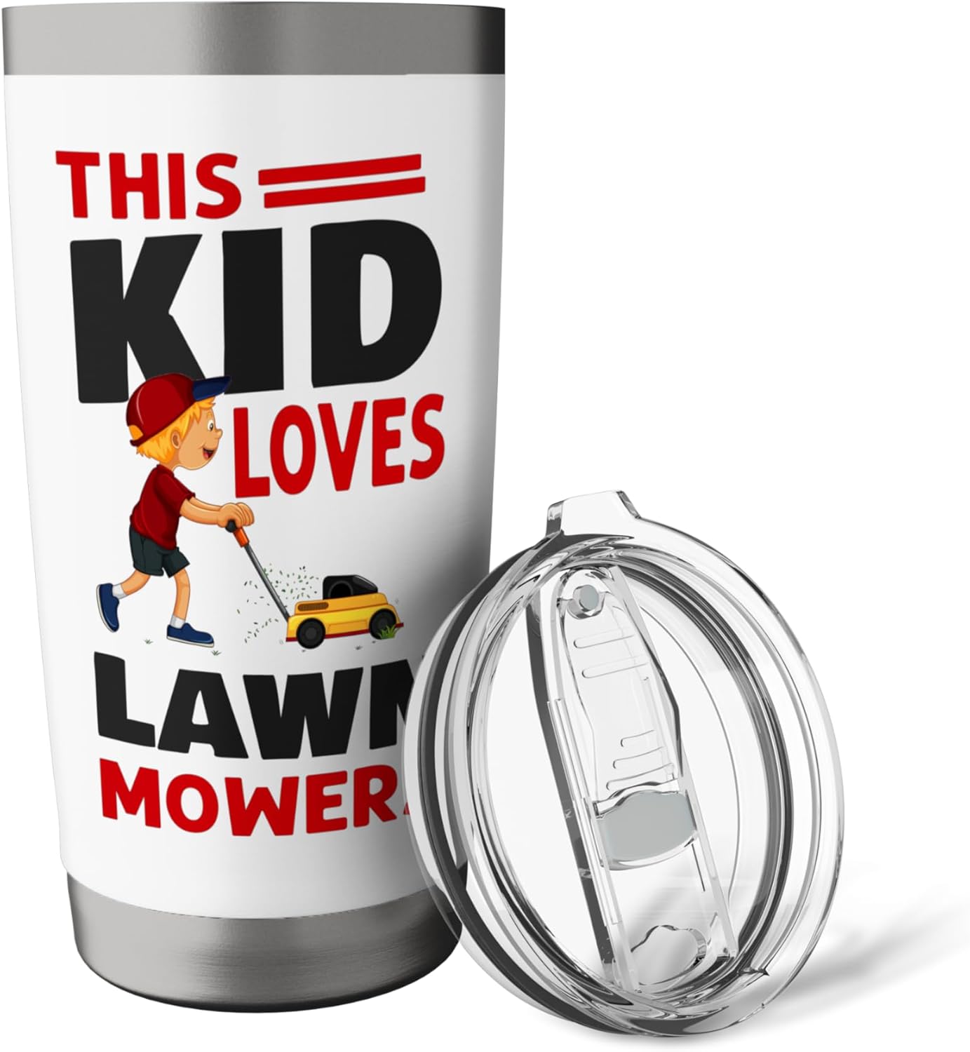 Lawn Mower Mowing Dad Father Landscaper This Kid Loves Lawn Stainless Steel Insulated Tumbler
