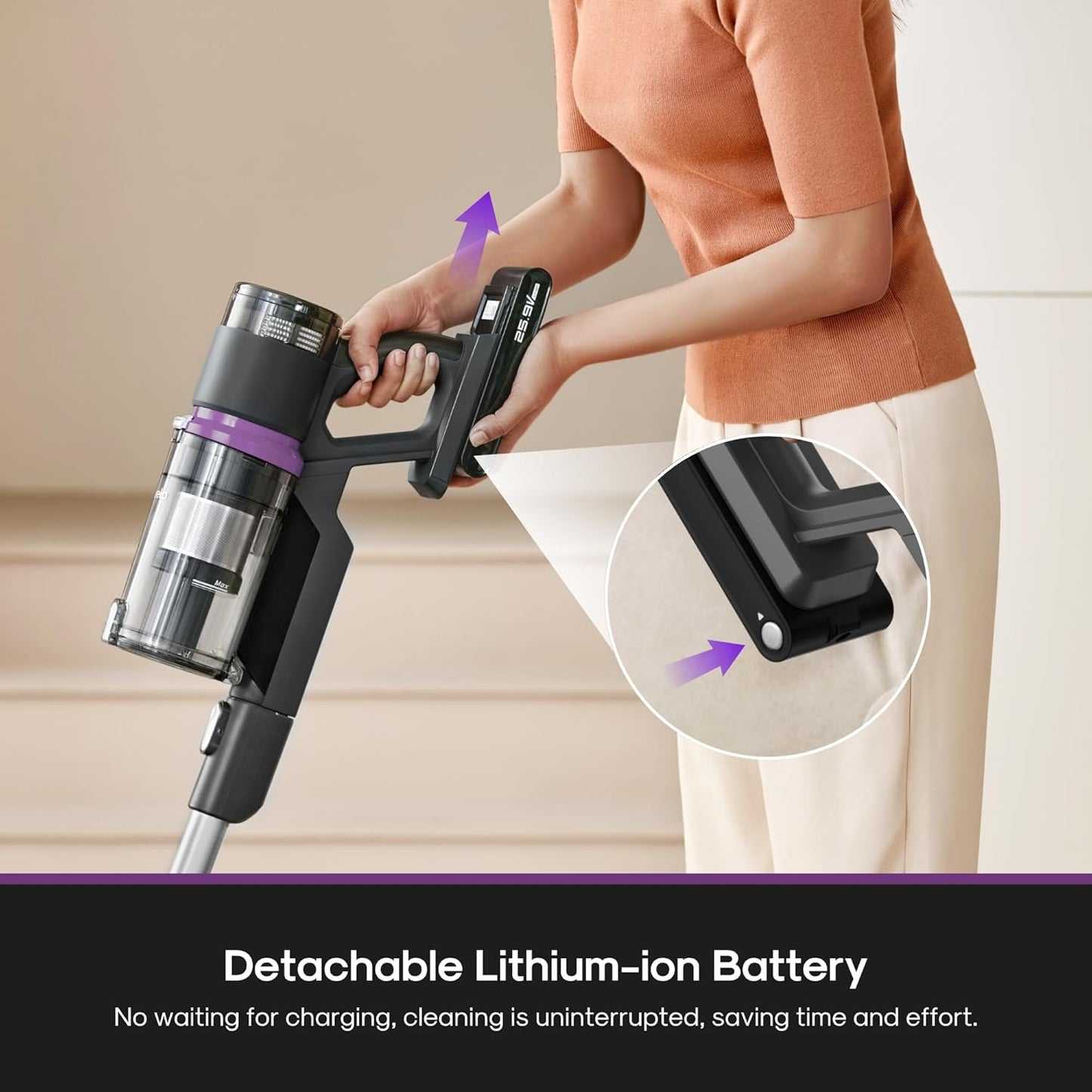 EurekaCordless Vacuum - 50 Min Runtime for Large Homes, 5.5 lbs Lightweight, Ideal for Pet Hair & Allergies on Hardwood & Carpet ReactiClean 410