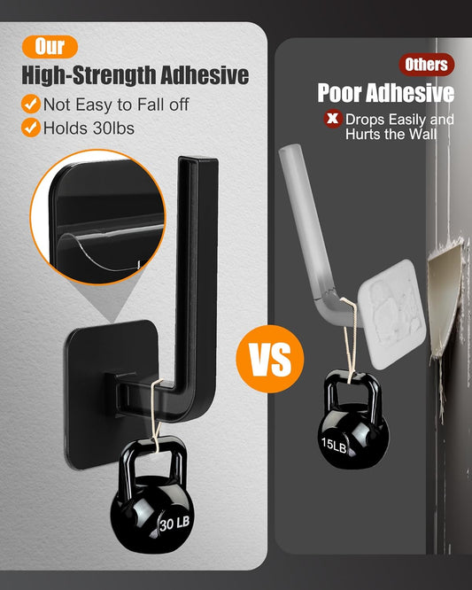 Hat Rack for Hat Storage (4-Pack), Multi-Purpose Hat Organizer, Strong Adhesive Hat Hooks for Wall Organizer for Baseball Caps, Two Mounting Options Hook, Black