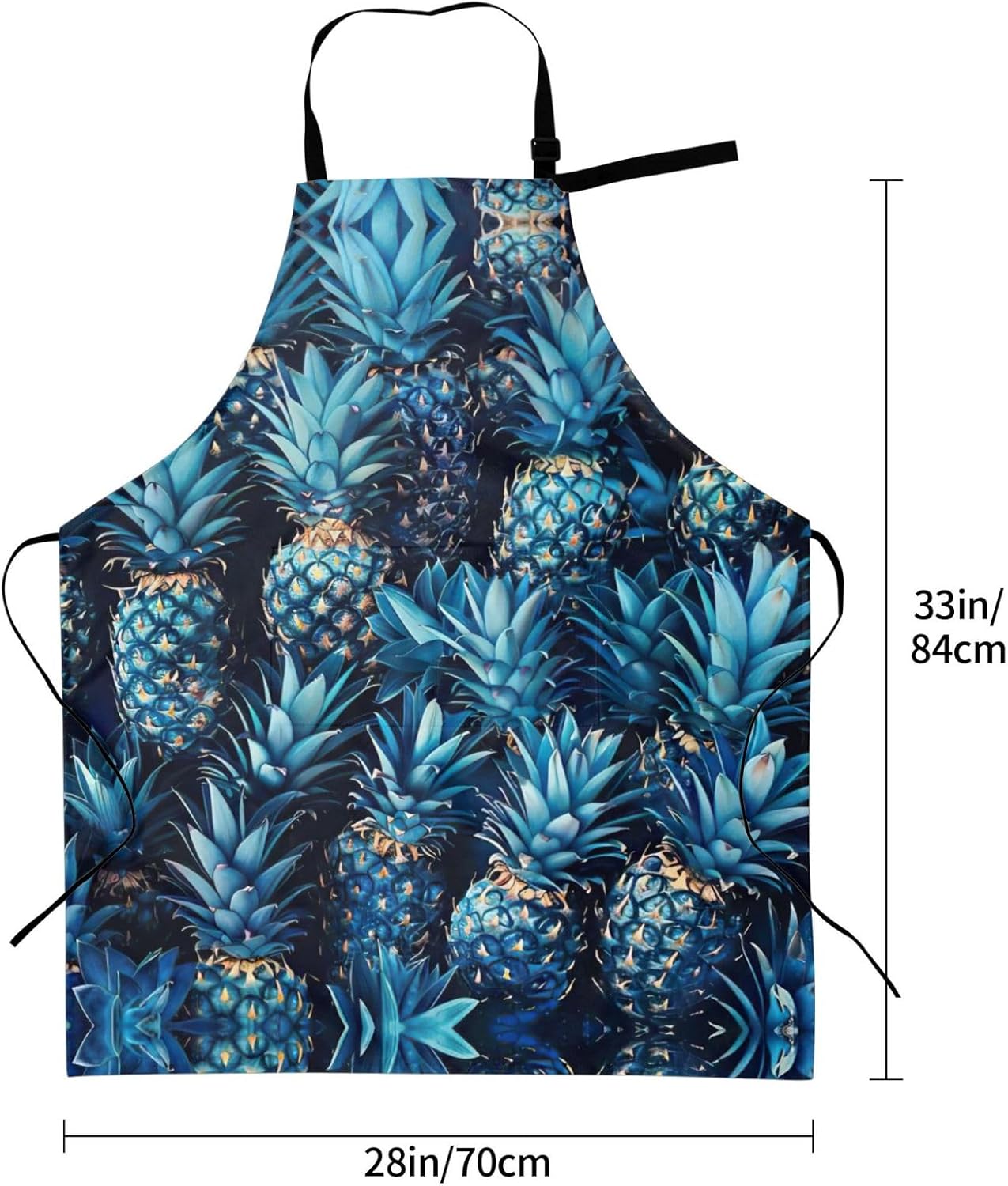 Blue pineapple print Waterproof chef's apron with pocket apron for kit