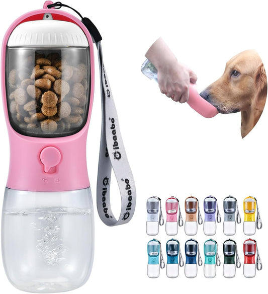 Dog Water Bottle with Food Container, Travel Puppy Water Bowl, Portabl