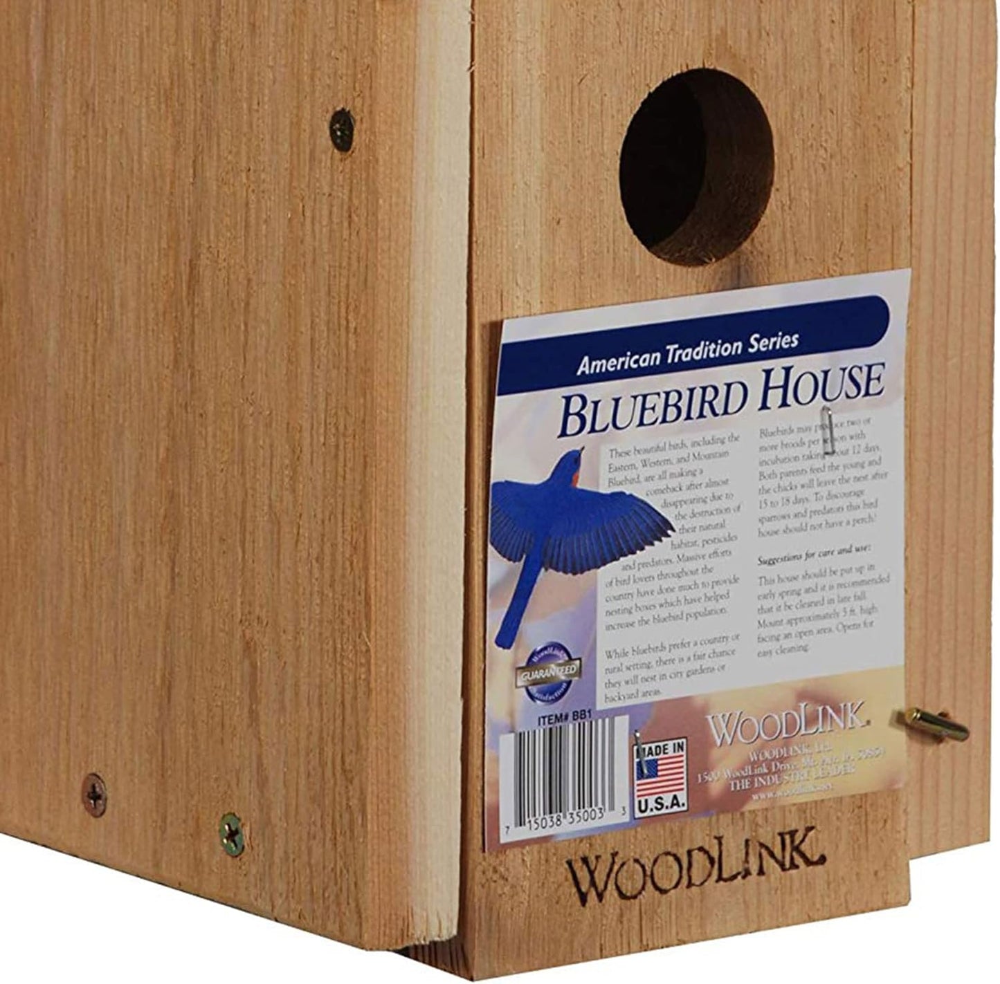 Woodlink Wooden Bluebird House - Model BB1 7.5" x 7.25" x 13"