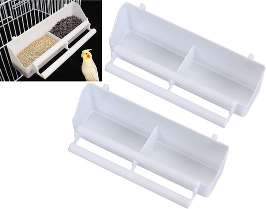 Lot of 2 Bird Parrot Cage Heavy Duty Double Plastic Seed Water Feeder Cups