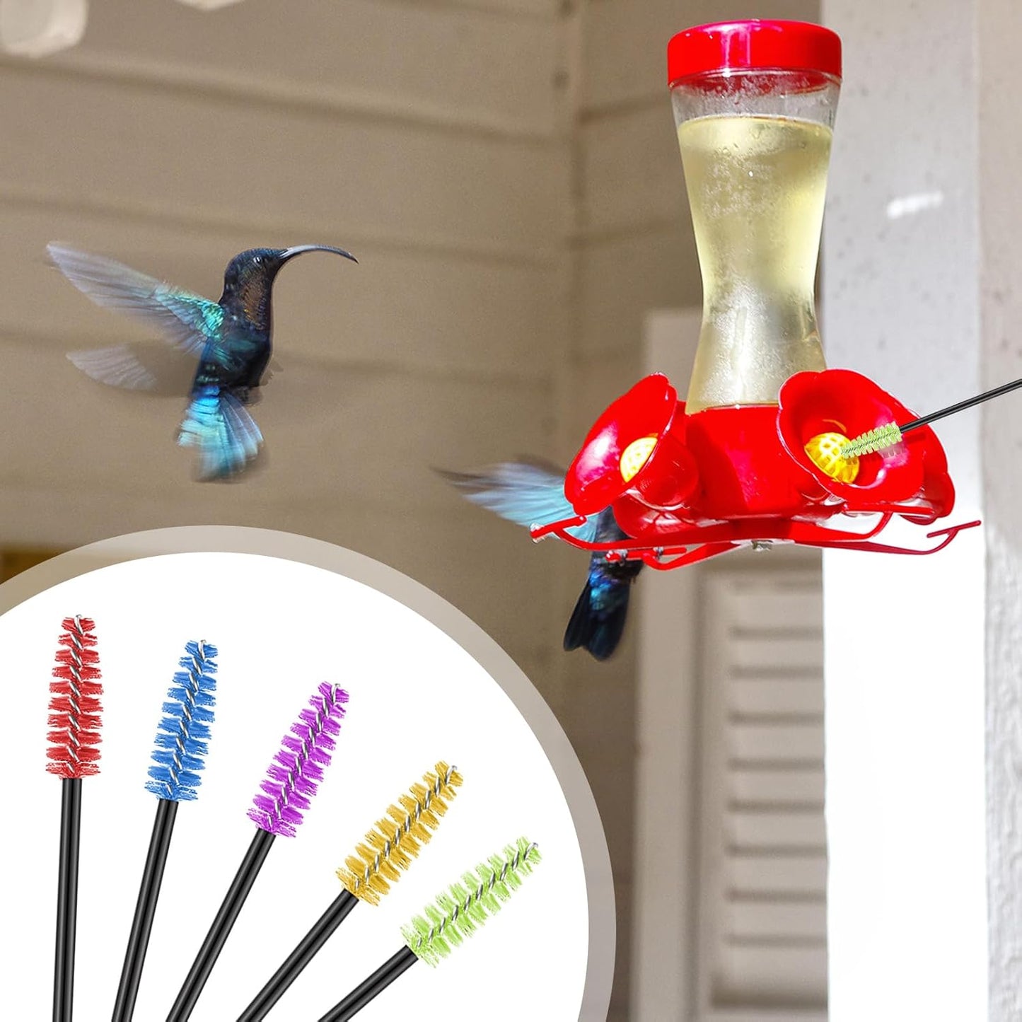 62 Pieces 3 Size Hummingbird Feeder Cleaning Brush Mini Nylon Tube Brush Set Nylon Hummingbird Feeder Parts Cleaning for Bottles, Tubes, Jars, Bird(Blue)