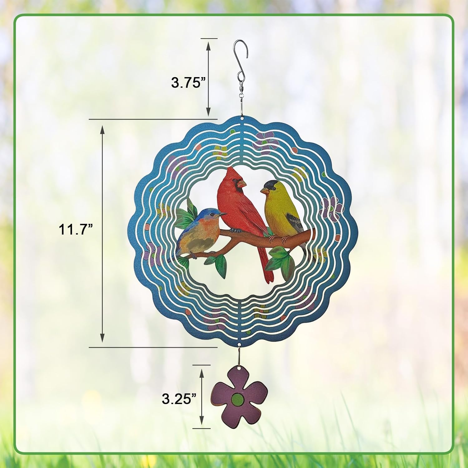 Birds Wind Spinner,Metal Wind Spinners for Outdoor,3D Double Sided Han