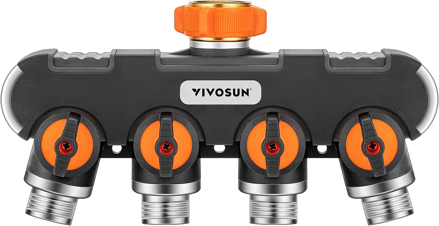 VIVOSUN Garden Hose Splitter 4 Way, Heavy Duty Water Hose Connector 3/