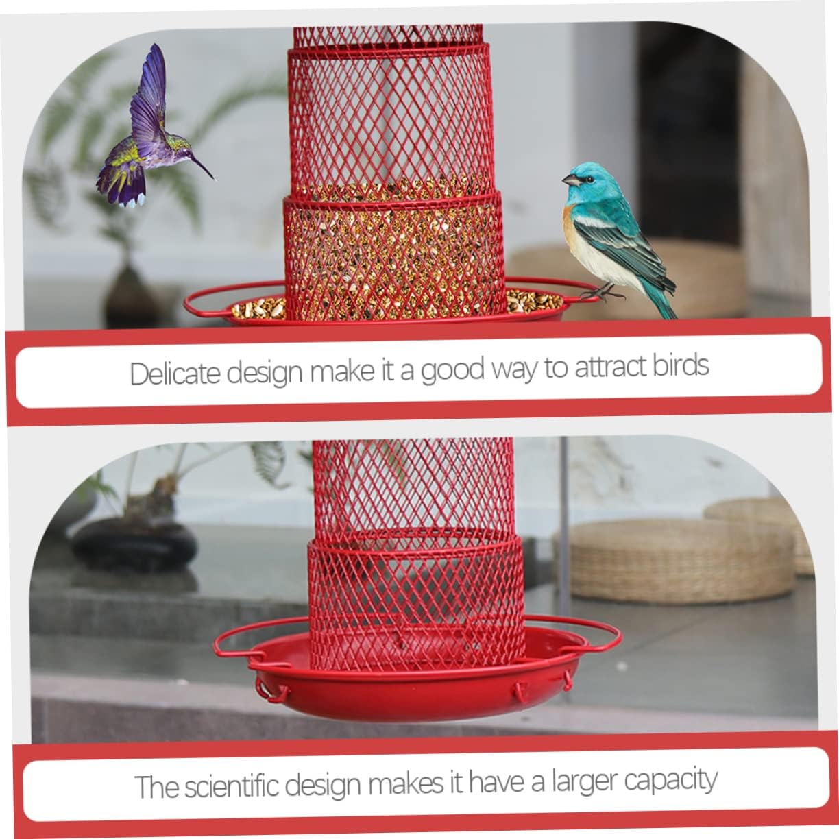 Milisten Metal Three Outdoor Hanging Wild Bird Feeder for Various Bird