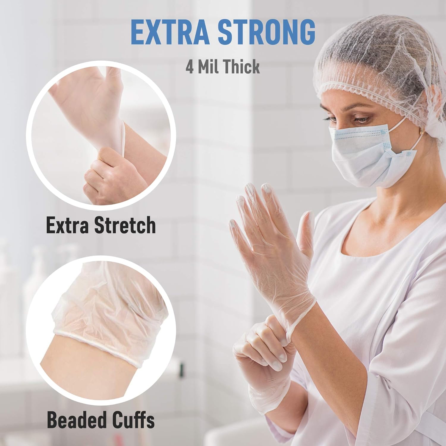 Dre Health Medium Clear Vinyl Medical Exam Gloves - Pack of 100