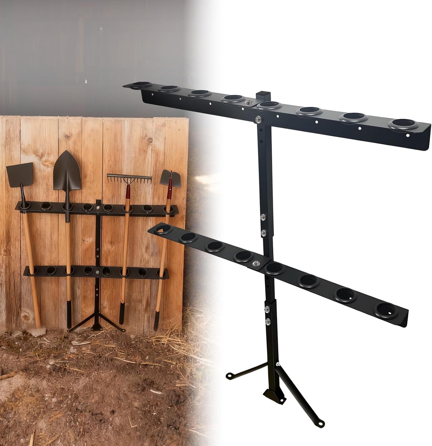 8 Tool Holes Trailer Tool Rack w/Rear Support | Thickened Base Heavy D