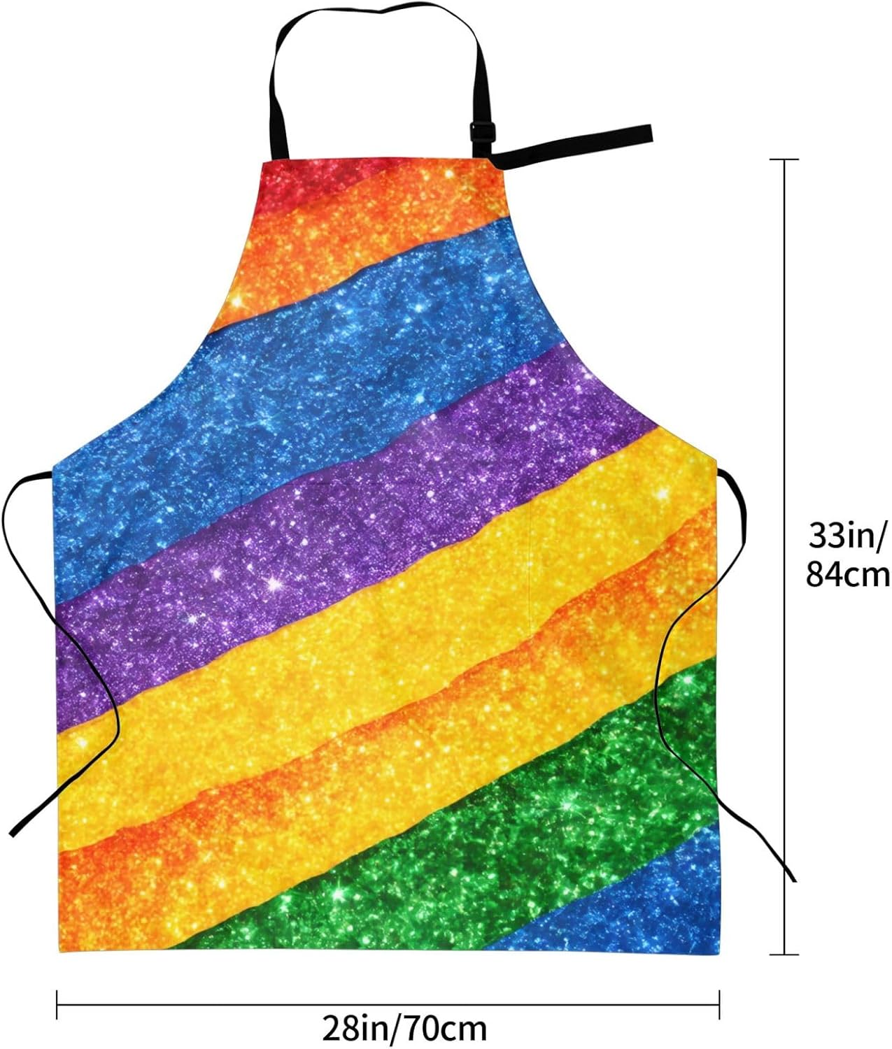 YANYU Rainbow stripes Print 28x33 In Kitchen Apron Stylish Chef Apron with Pockets for Cooking Baking Painting