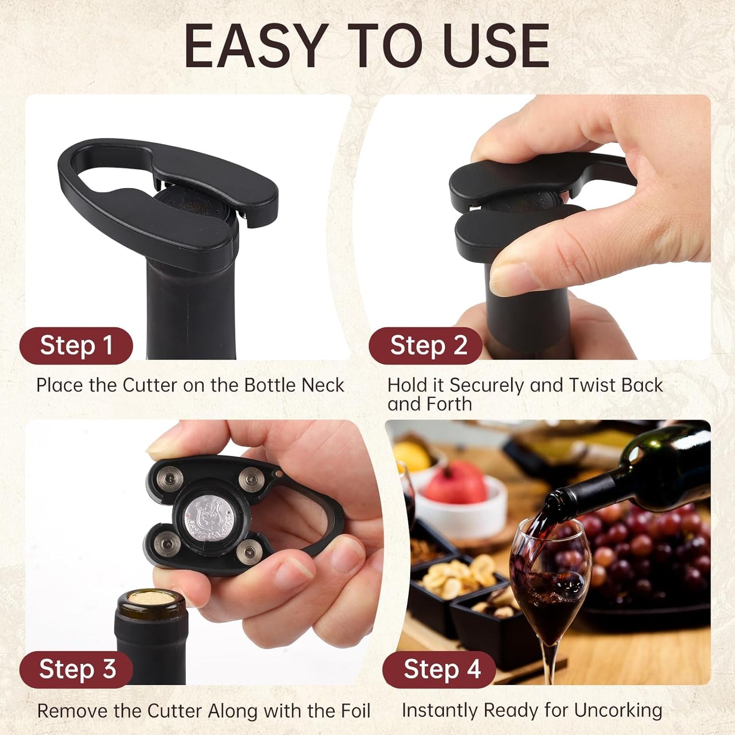 3 PCS Wine Foil Cutter, Foil Cutter for Wine Bottles, Wine Foil Cutter