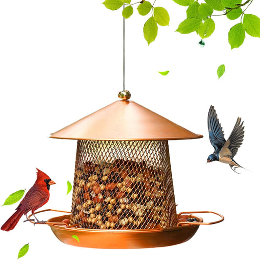 Bird Feeder - Heavy Duty Waterproof Iron Art - Small Wild Bird Food Feeder for Outside,for Finches Robins Sparrows Canary Budgies Backyard Balcony Patio Terrace
