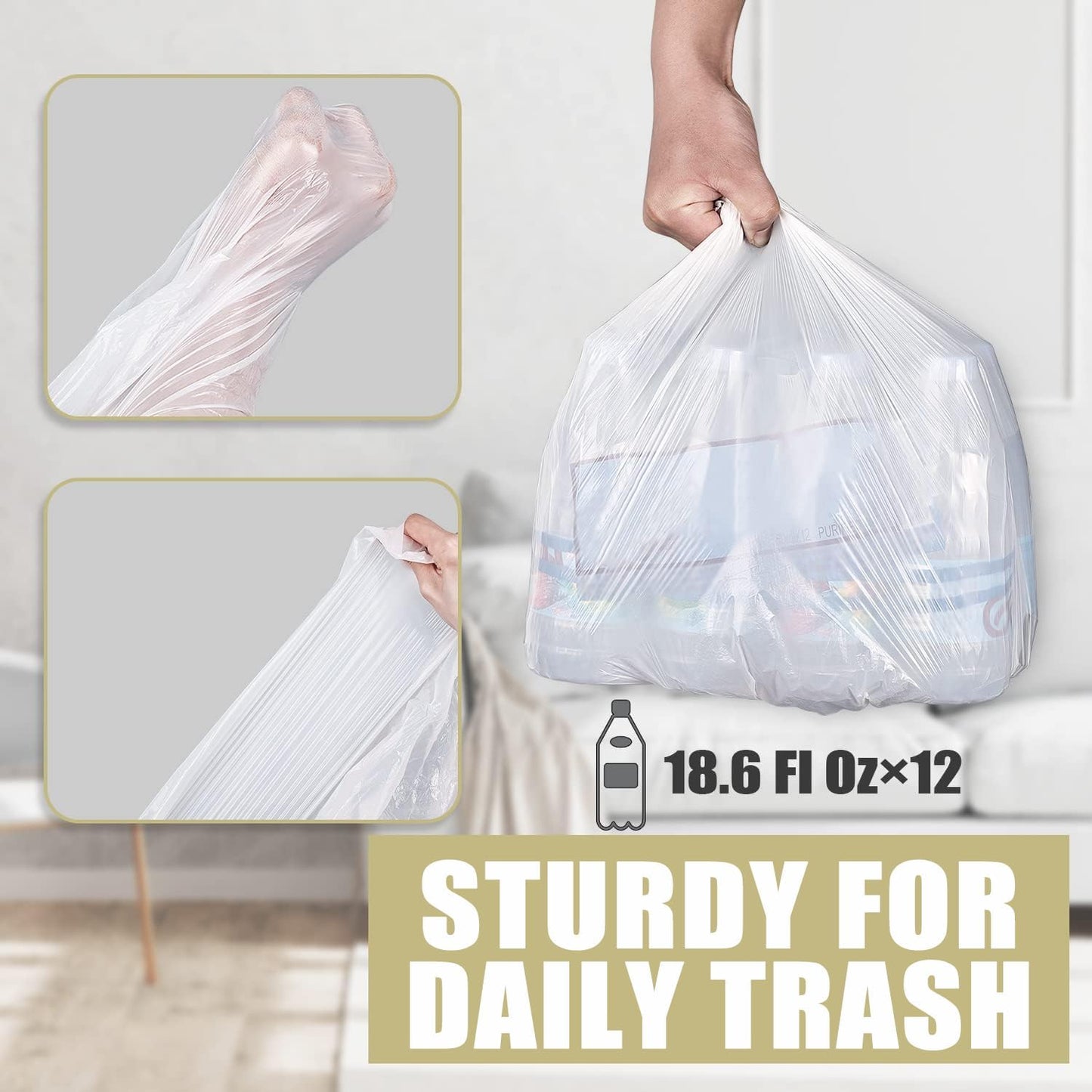 Small Trash Bags 4 Gallon - 100 Count 4 Gallon Trash Bag, Small Garbag