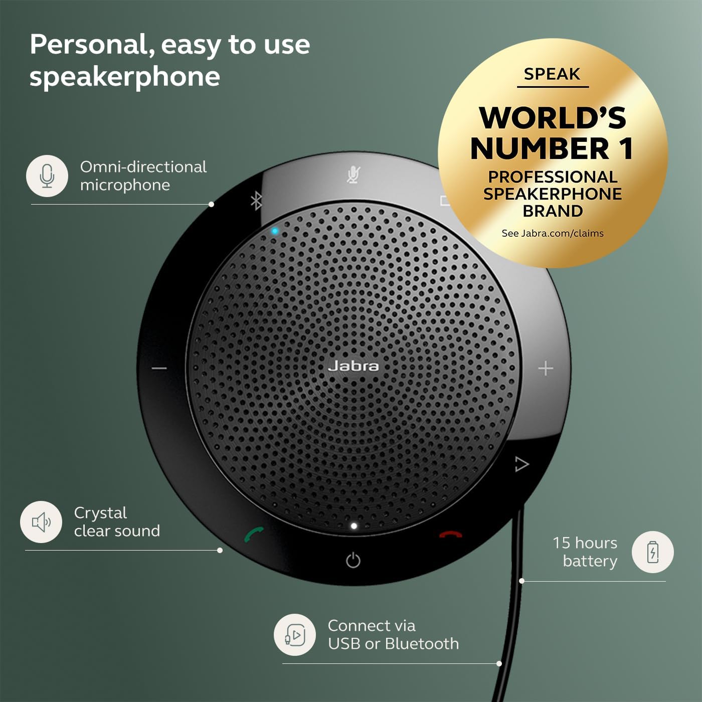 Jabra Speak 510 (2025 Edition) Portable, USB or Wireless Bluetooth Spe