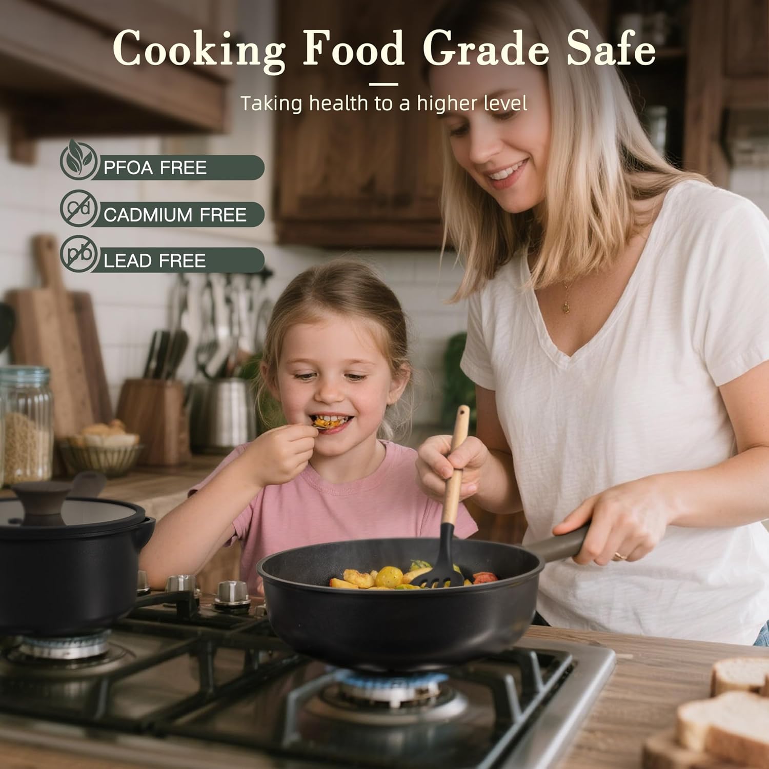 Astercook Non Stick Pots and Pans Set, Healthy Non-Toxic Titanium Indu