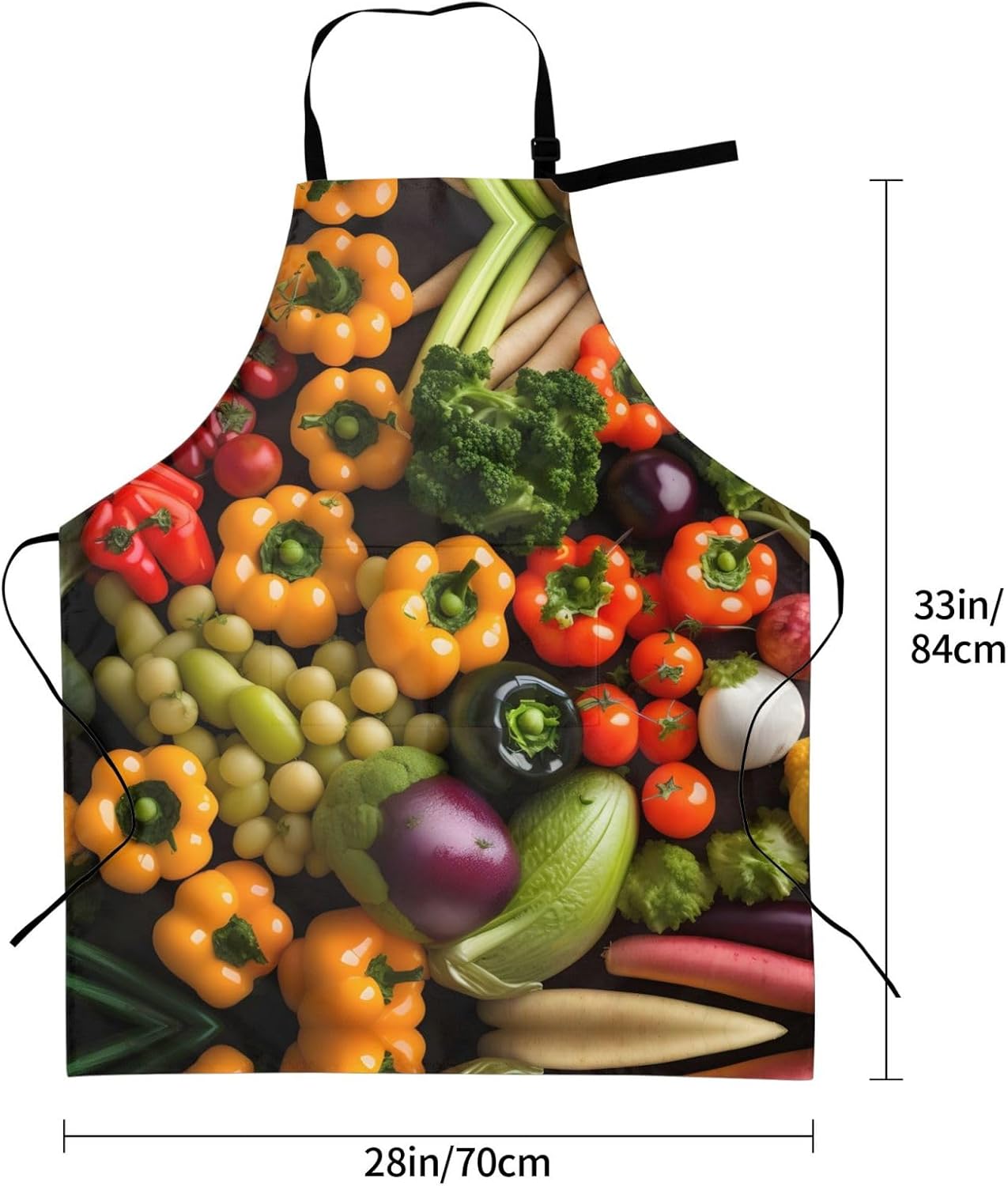 variety fresh vegetables fruits print Waterproof apron with pocket adjustable cooking apron for adult kitchen bibs to bake