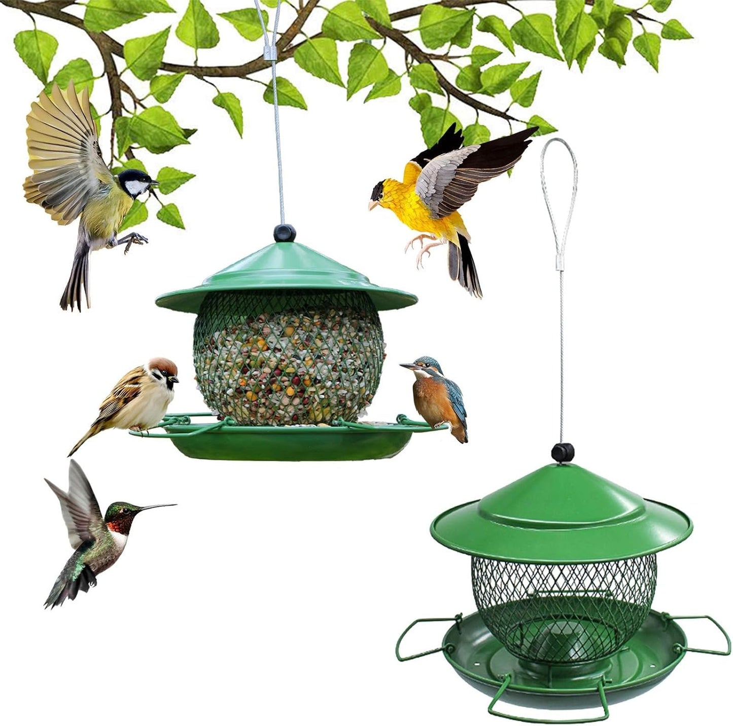 Squirrel Proof Bird Feeders for Outdoors, Large Capacity, Heavy Duty Metal Bird Feeder, Supports Cardinal, Finch, Blue Jay and Wild Birds