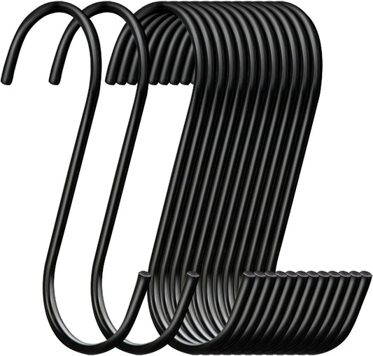 30 Pack 3.7 inch Length S Hooks Black Steel S Shaped Hooks for Hanging