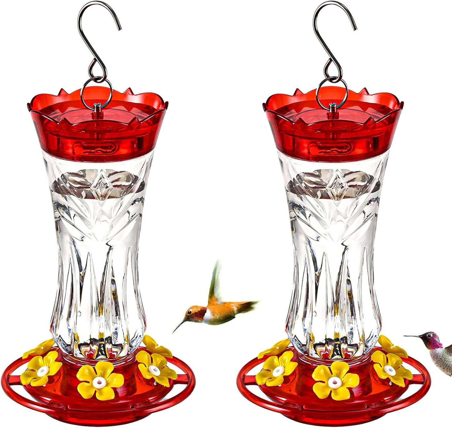 2 Pack Hummingbird Feeder for Outdoors Hanging, 18 OZ Humming Birds Fe
