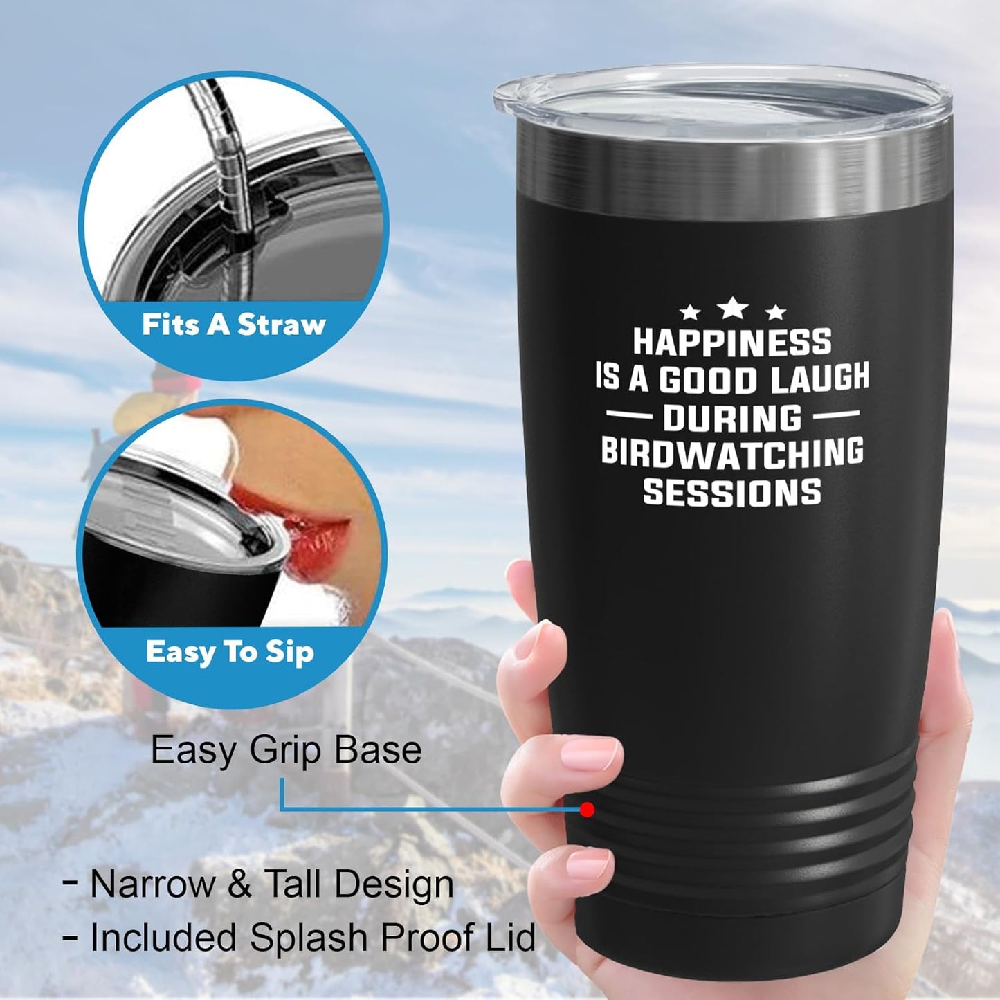 Hobby Tumbler 20oz Black -Birdwatching Sessions - Bird Feeder Backyard Birdwatcher Gifts Birding Bird Lover