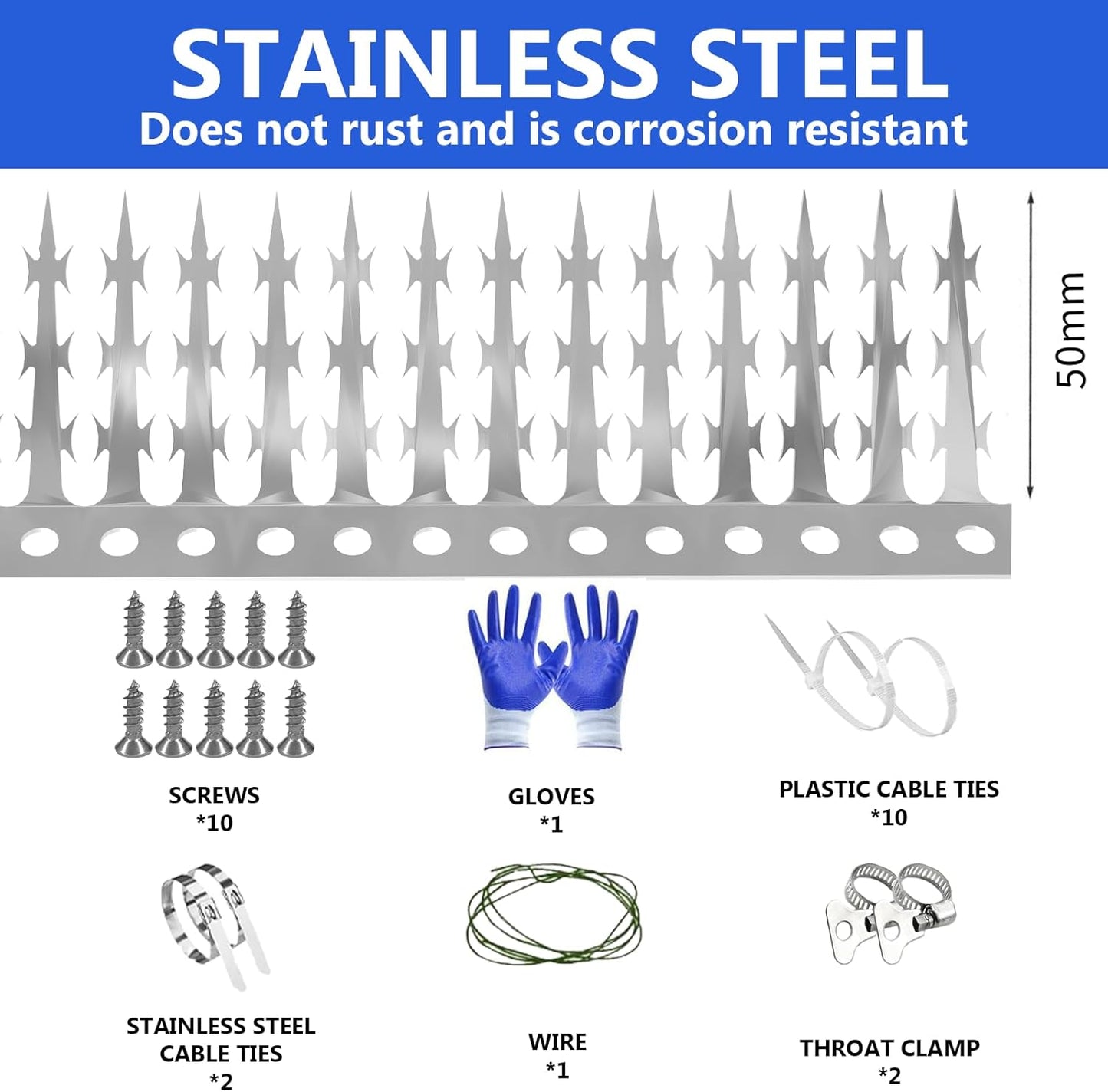 Bird Squirrel Spikes and Squirrel Proof Baffle,for Bird Feeders and Pole,Outside Fence,Wall,Tree,Drainpipes,Deterrent Effective Against Pigeons,Raccoons,Mice and Cats,40 inches