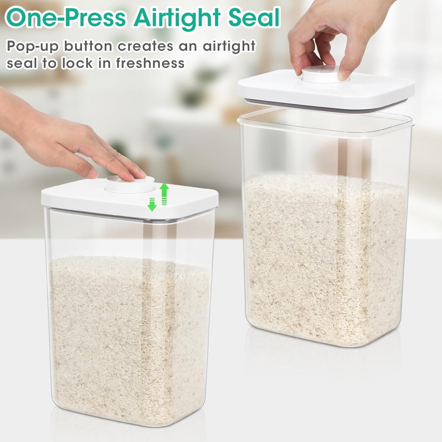 TBMax Rice Container -12 Lbs / 6 Qt Flour Storage Container with Airtight Pop Up Lid & Measuring Scoop for Flour, Cereal, Pet Dog Cat Food Storage, Kitchen Pantry Organization